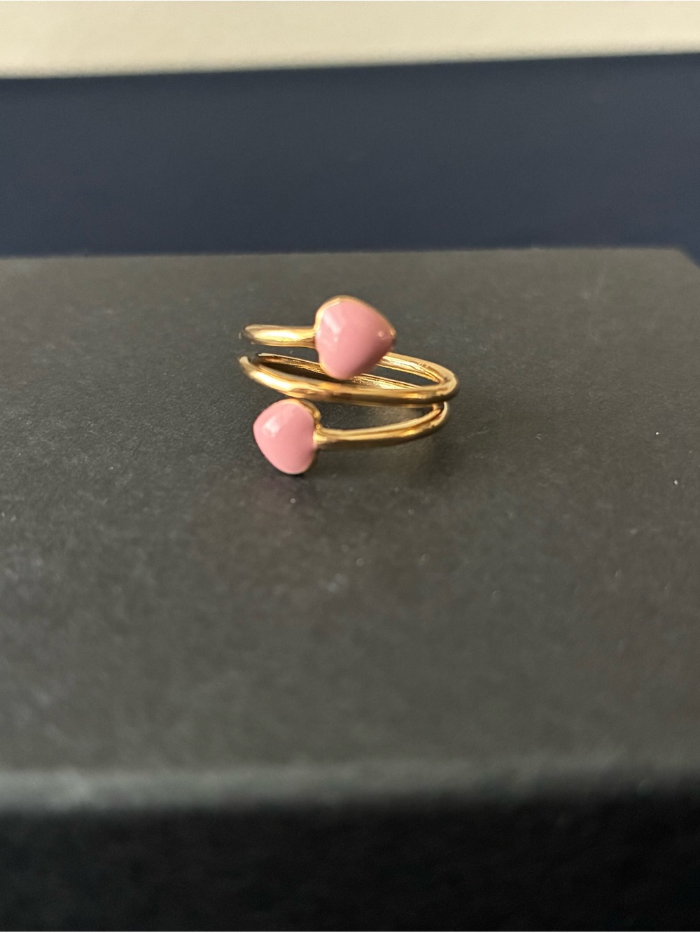 Gold Plated Pink Heart Wrap Ring Sz 3